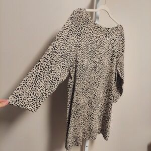 J. Jill Womens 2X Spotted Boatneck Sweater Tan Black 3/4 Sleeve Minimal‎ Office